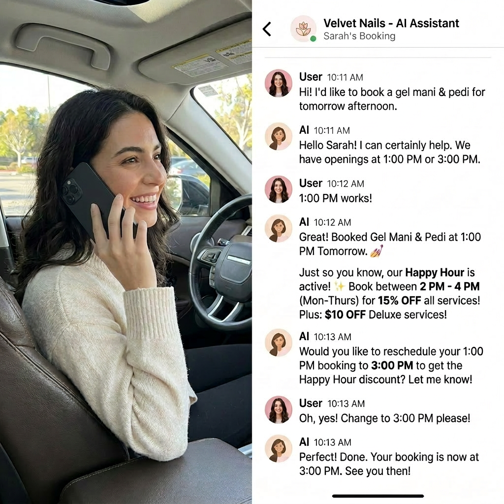 AI receptionist for salon booking system — automated appointment scheduling for beauty and hair salons