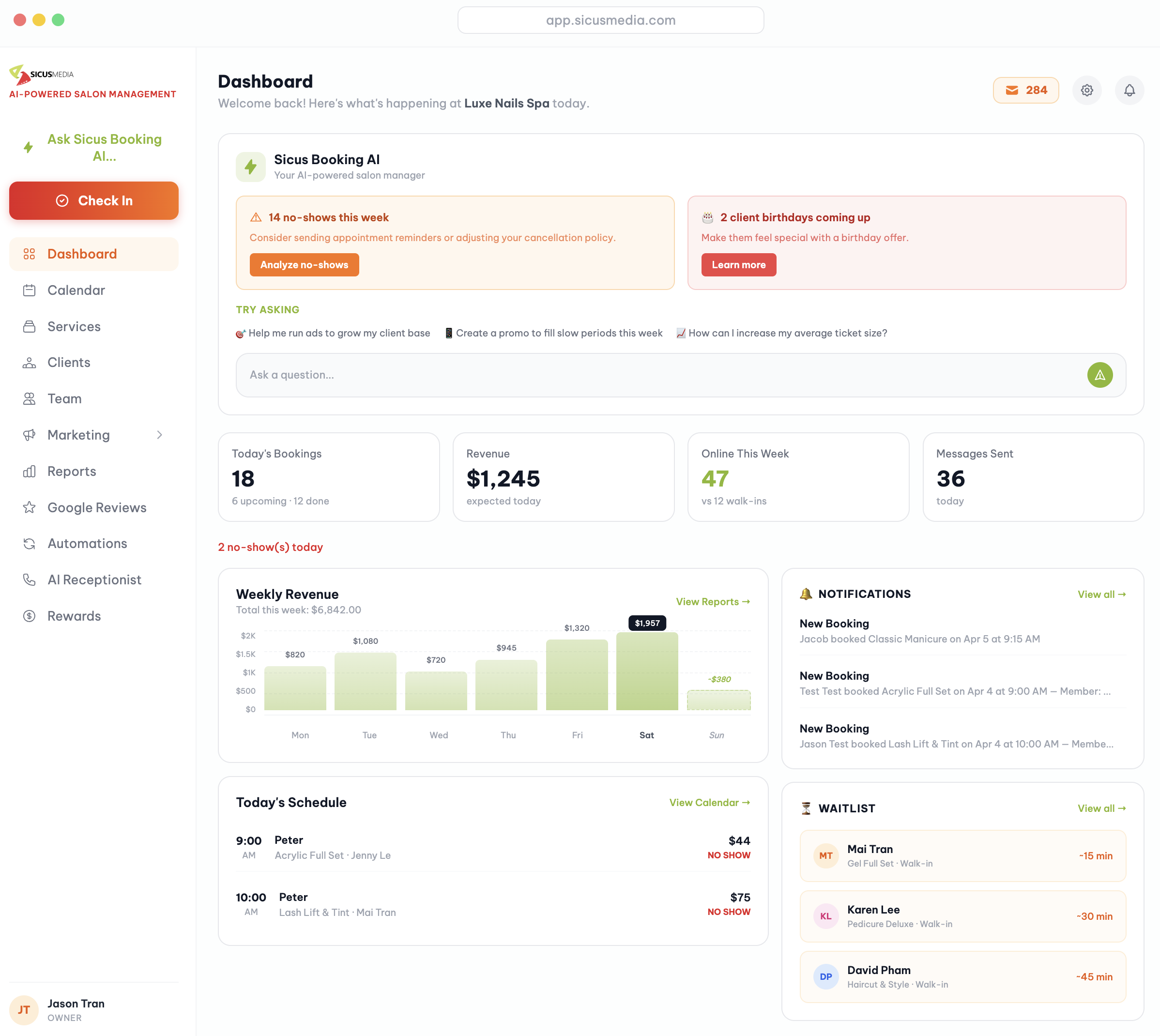 SICUS salon booking app — online appointment scheduling for beauty and nail salons